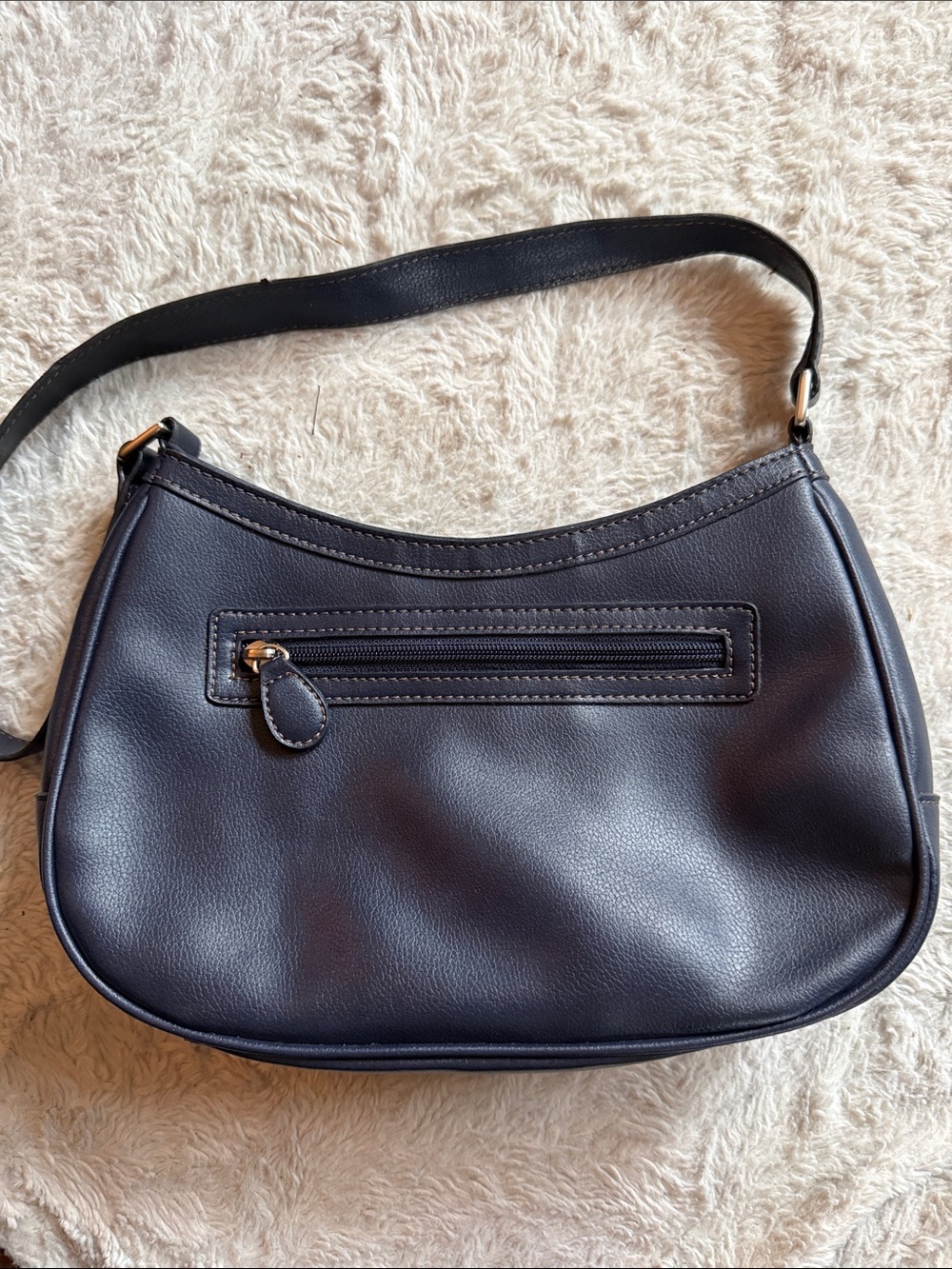 Liz Claiborne Navy Leather Shoulder Bag
